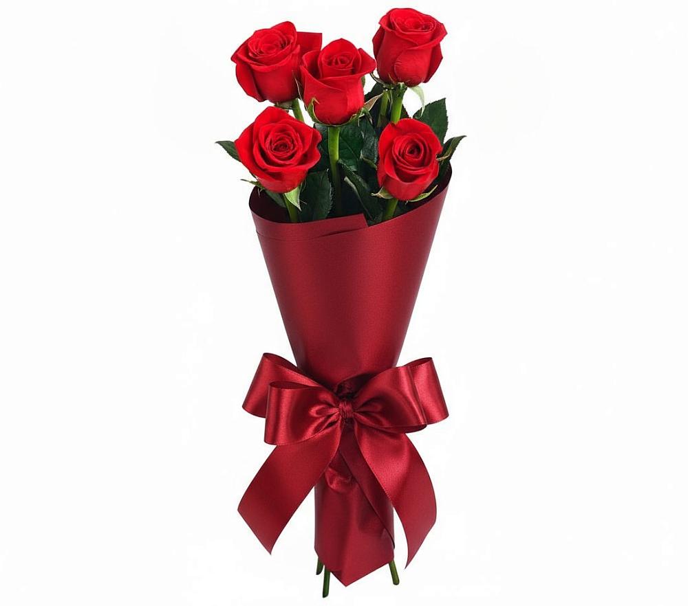 Букет 5 Красных роз Эдлесс Лав в Шестаково