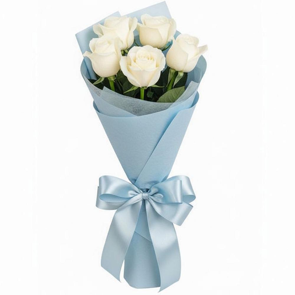Букет 5 Белых роз Проуд в Шестаково