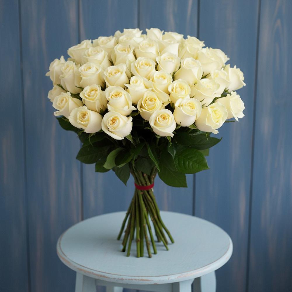 Букет 51 Белая роза Эдлесс Лав в Шестаково