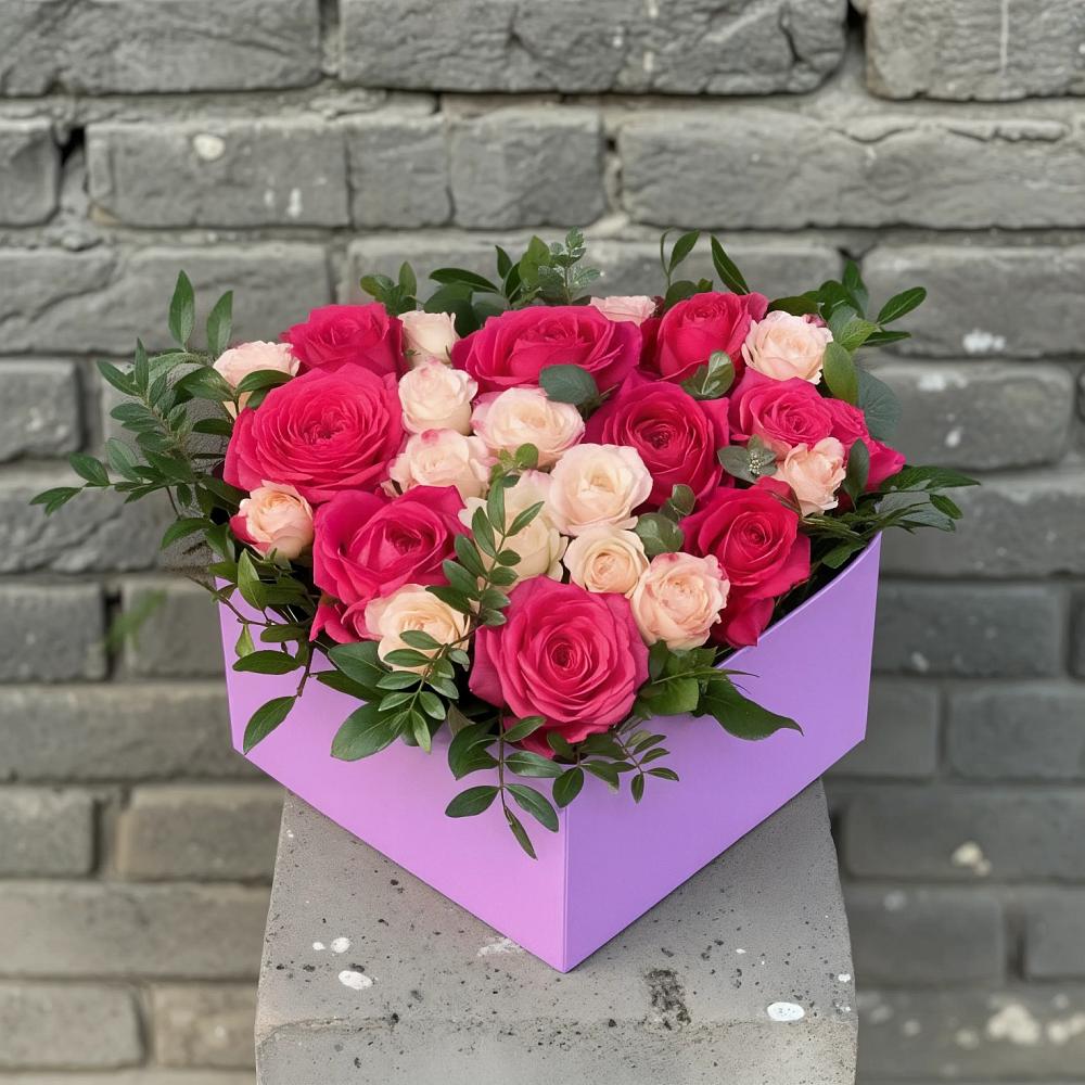 Цветочная композиция из Розы в коробке в Шестаково
