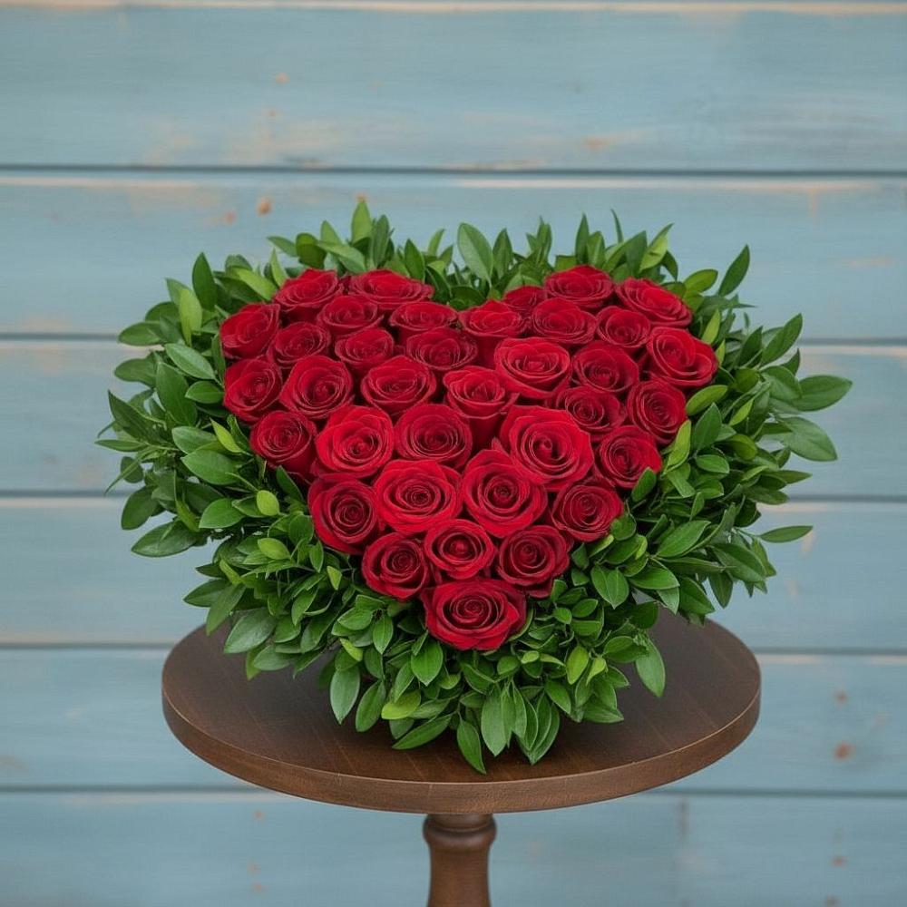 Цветочная композиция из Розы в виде сердца в Шестаково