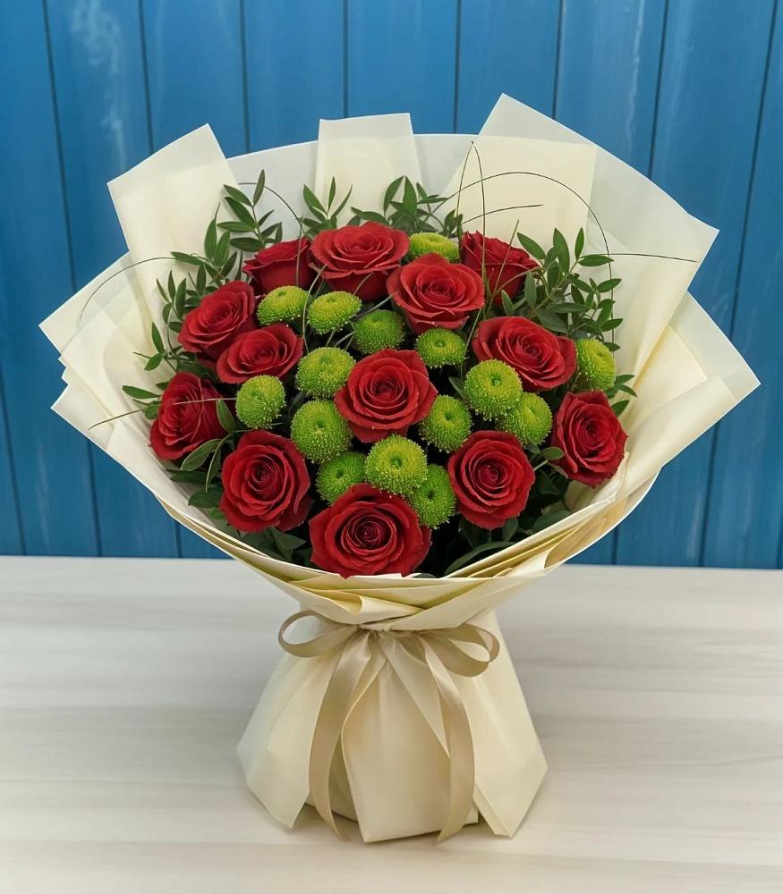 Букет цветов из: Розы и Хризантемы в Шестаково