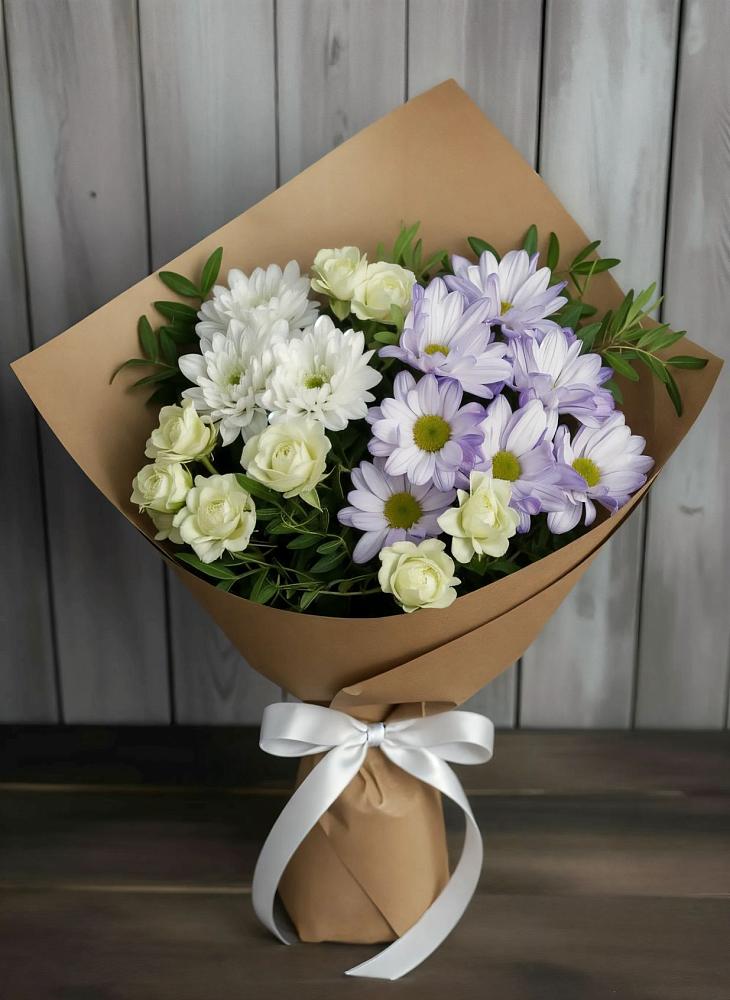 Букет цветов из: Хризантемы и Розы в Шестаково